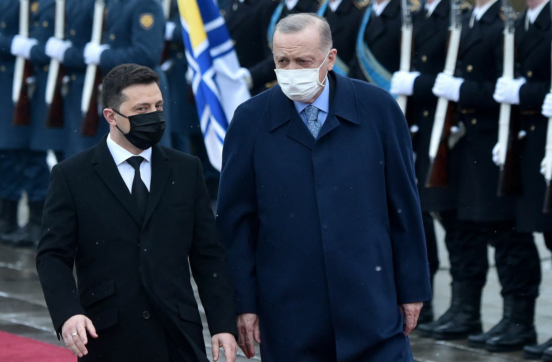 Der ukrainische Staatschef Wolodymyr Selenskyi mit Erdogan in Kiew.