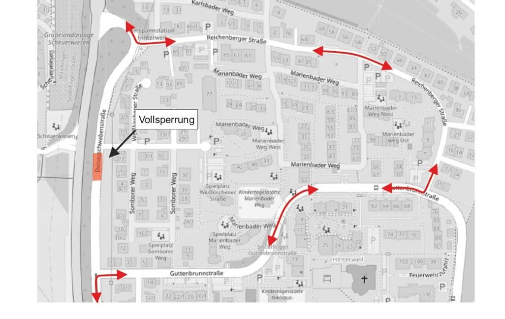 Die Umleitung wird ausgeschildert.