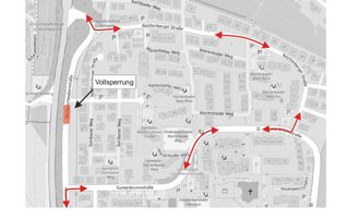 Die Umleitung wird ausgeschildert.