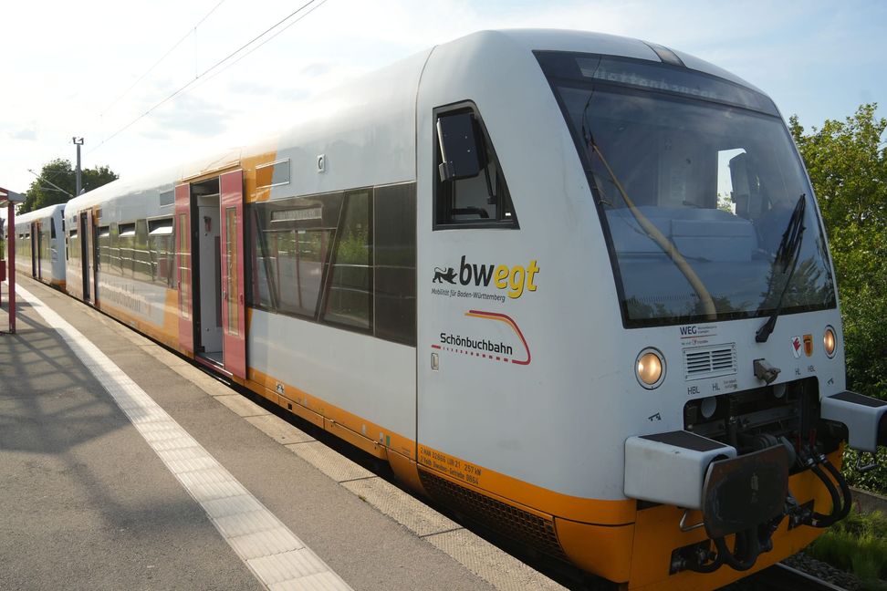 Die Schönbuchbahn  gestern Nachmittag an der Station Heusteigstraße in Böblingen. Drei Stunden geht nichts. Bild: SDMG/Dettenmeyer