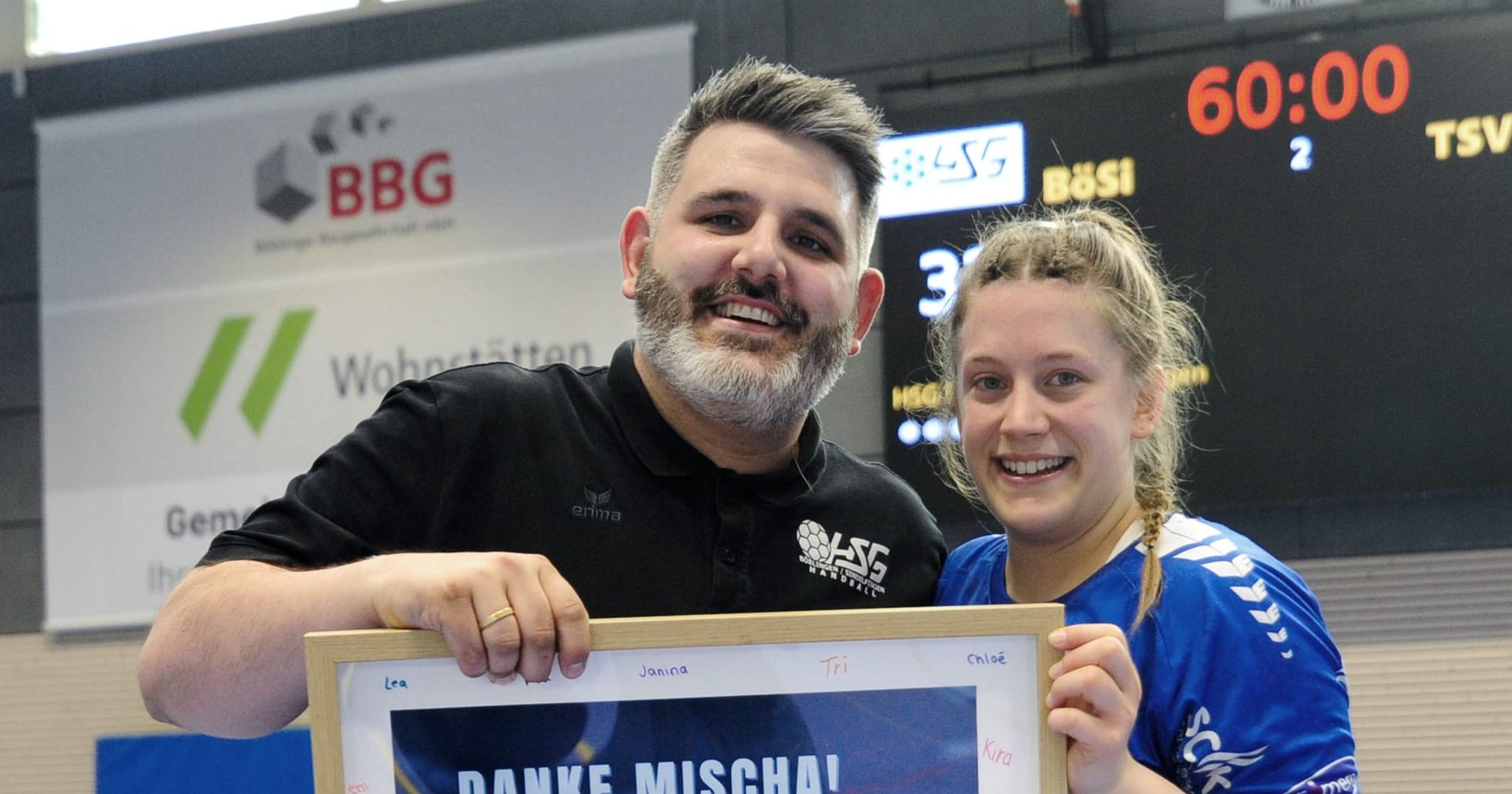 Lena Münch verabschiedet Trainer Mischa Herok  mit diesem Bild.