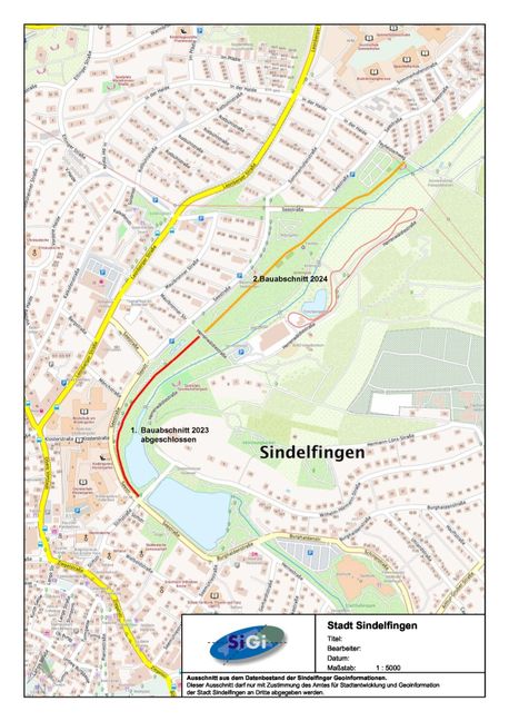 Der zweite Bauabschnitt ist orange gekennzeichnet. Grafik: Stadt Sindelfingen