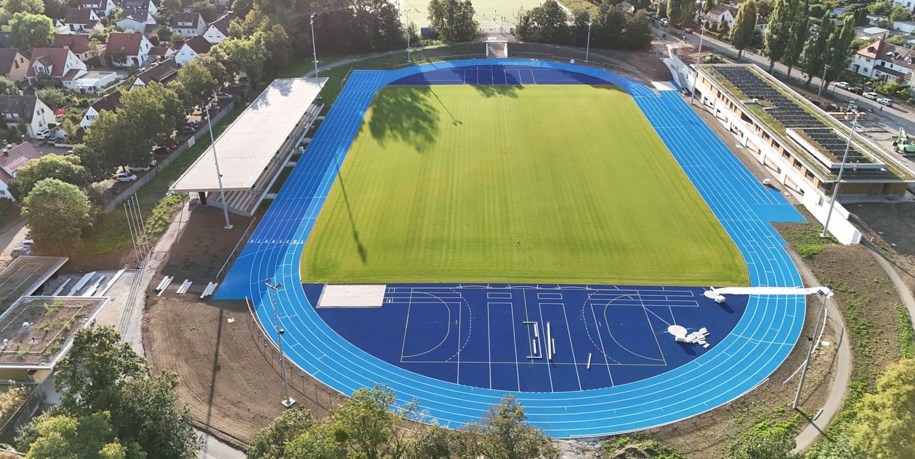 Das sanierte Floschenstadion aus der Vogelperspektive.Bild: Dettenmeyer