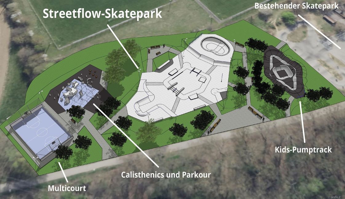 Das bietet die neue Skateanlage alles.