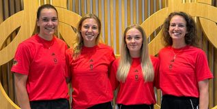 Die vier Spielerinnen des TSV Dennach vor den World Games (von links): Pia Neuefeind, die Gärtringerin Ann-Kathrin Motteler, Denise Zeiher und Maya Mehle.