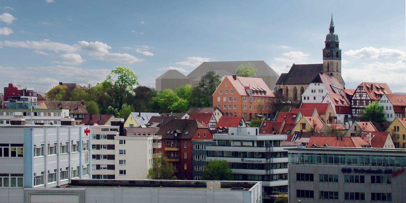 Ansicht der geplanten Schlossberg-Bebauung. Bild: Barkow Leibinger
