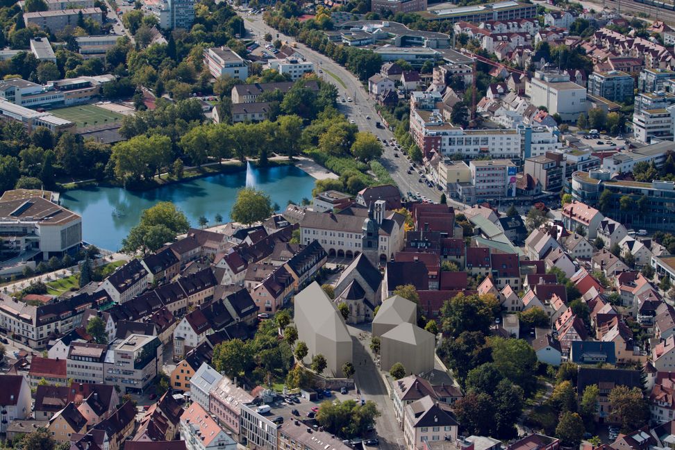 Ansicht der geplanten Schlossberg-Bebauung. Bild: Barkow Leibinger