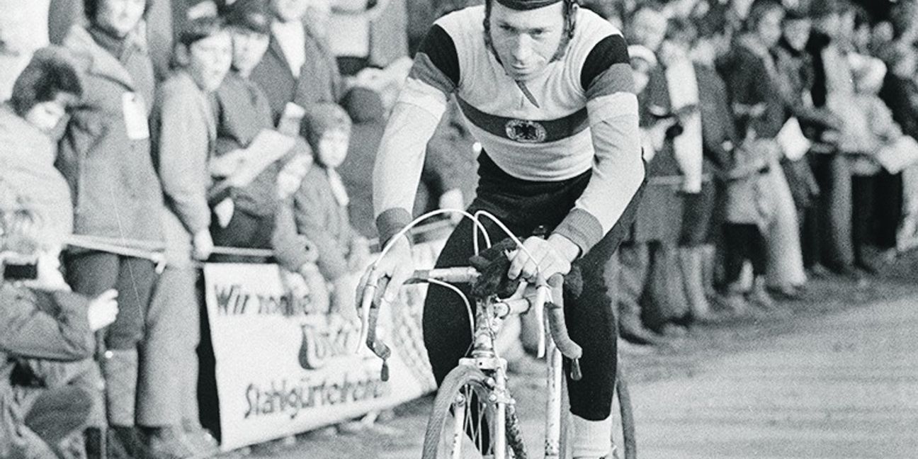 Karl Stähle beim Warmfahren vor der WM 1969 in Magstadt. Bild: Stampe
