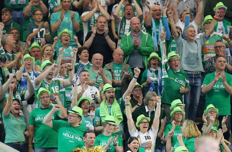 Die  Farbe Grün ist bei den traditionsbewussten Fans von Frisch Auf Göppingen gesetzt.