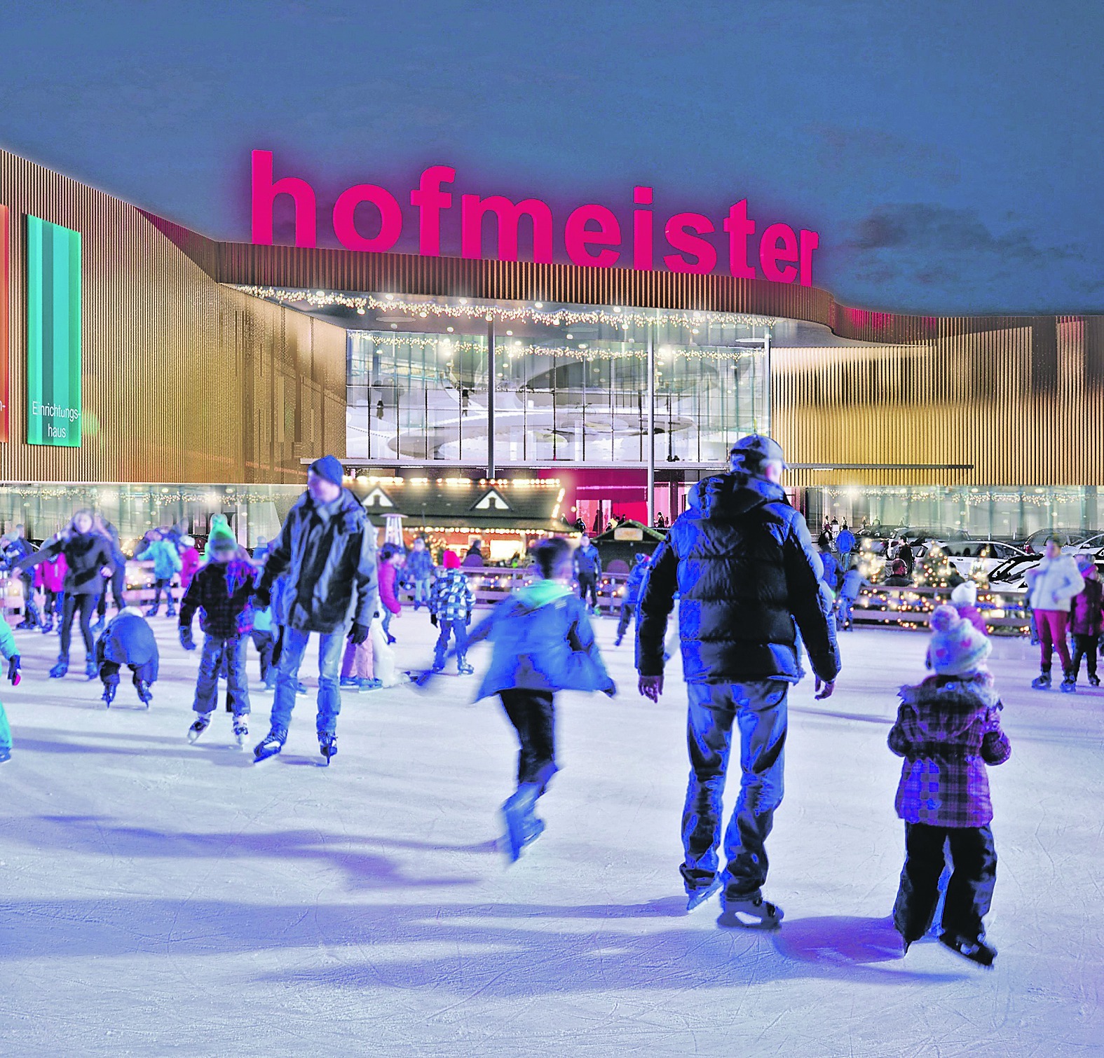 Ein Spaß für Groß und Klein – die Eisbahn bei Hofmeister hat von Freitag, 21. Dezember, bis zum Samstag, 5. Januar 2019, für Schlittschuhfreunde geöffnet. Bild: z