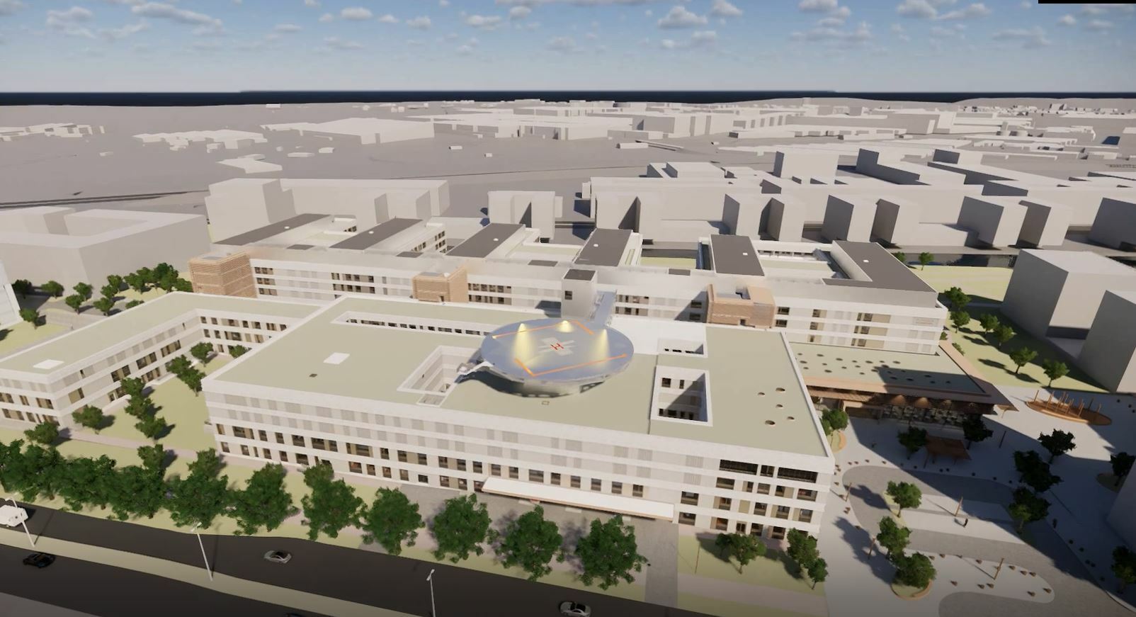 So soll der Blick auf das neue Kliniklum künftig von der Calwer Straße ausfallen. Bild: z