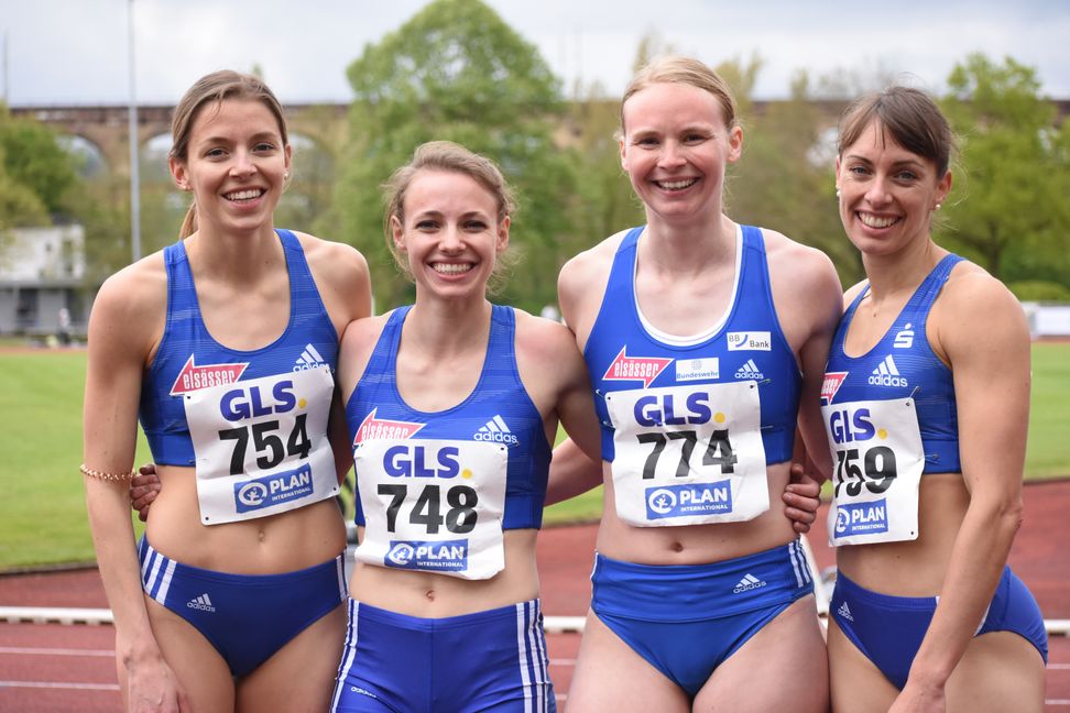 Die erfolgreiche 4x400-Meter-Frauenstaffel des VfL Sindelfingen (von links): Lisa Sophie Hartmann, Melanie Böhm, Jessica Bianca Wessolly und  Carolina Krafzik.