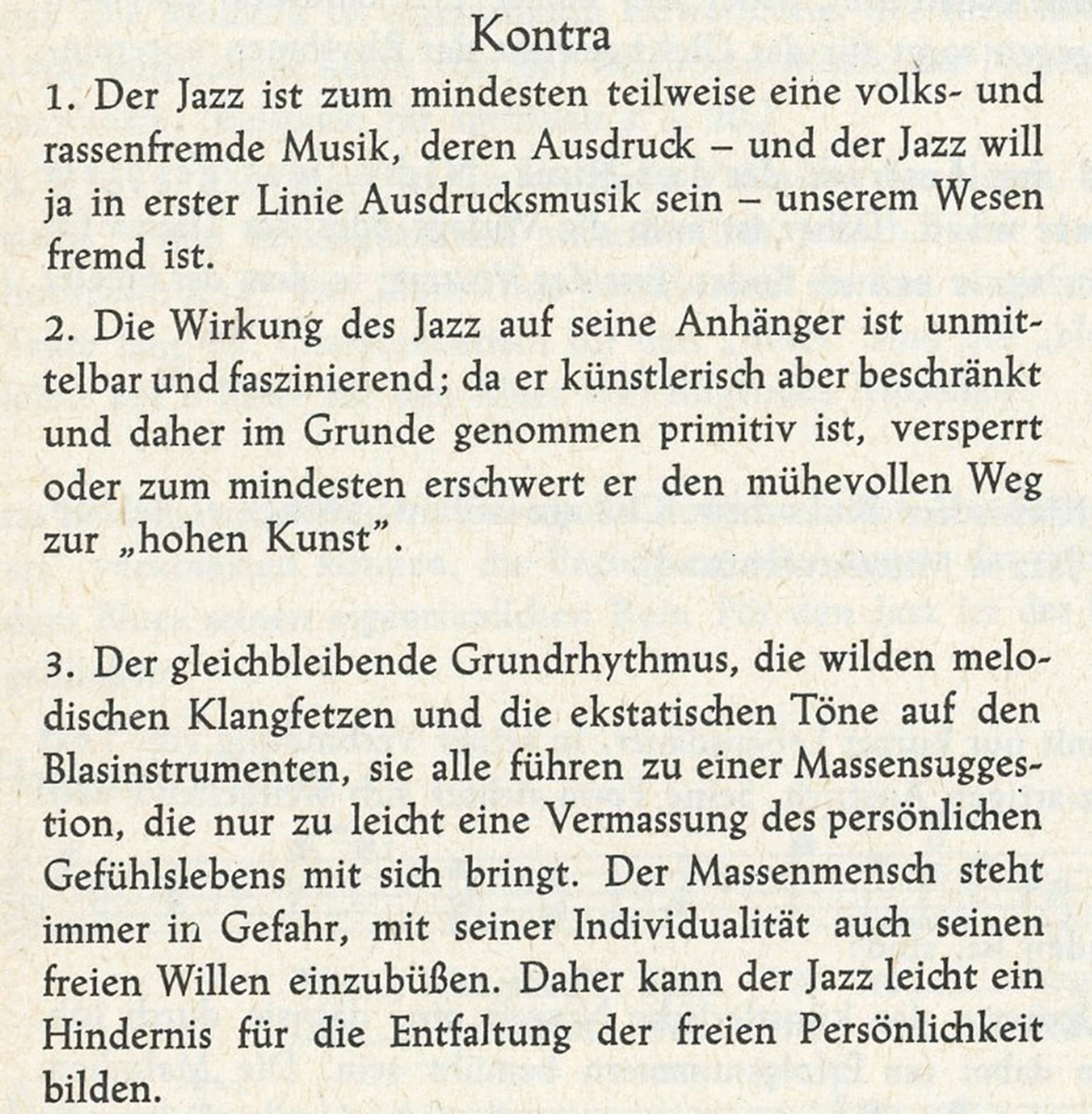 Argumente der Jazz-Gegner: Liederbuch-Text für die Oberstufe (Auflage 1967).