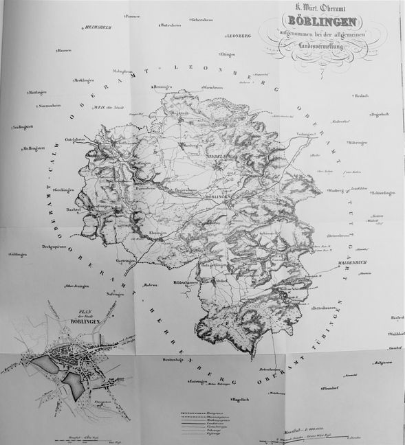 Eine Karte aus dem Oberamt Böblingen aus dem Jahr 1850. Bild: Landkreis Böblingen