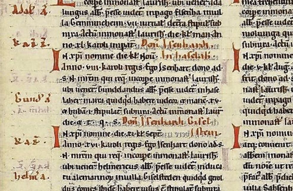 Die Schenkung Isenharts im Lorscher Codex Bild: Faksimile Archivum Laureshamense