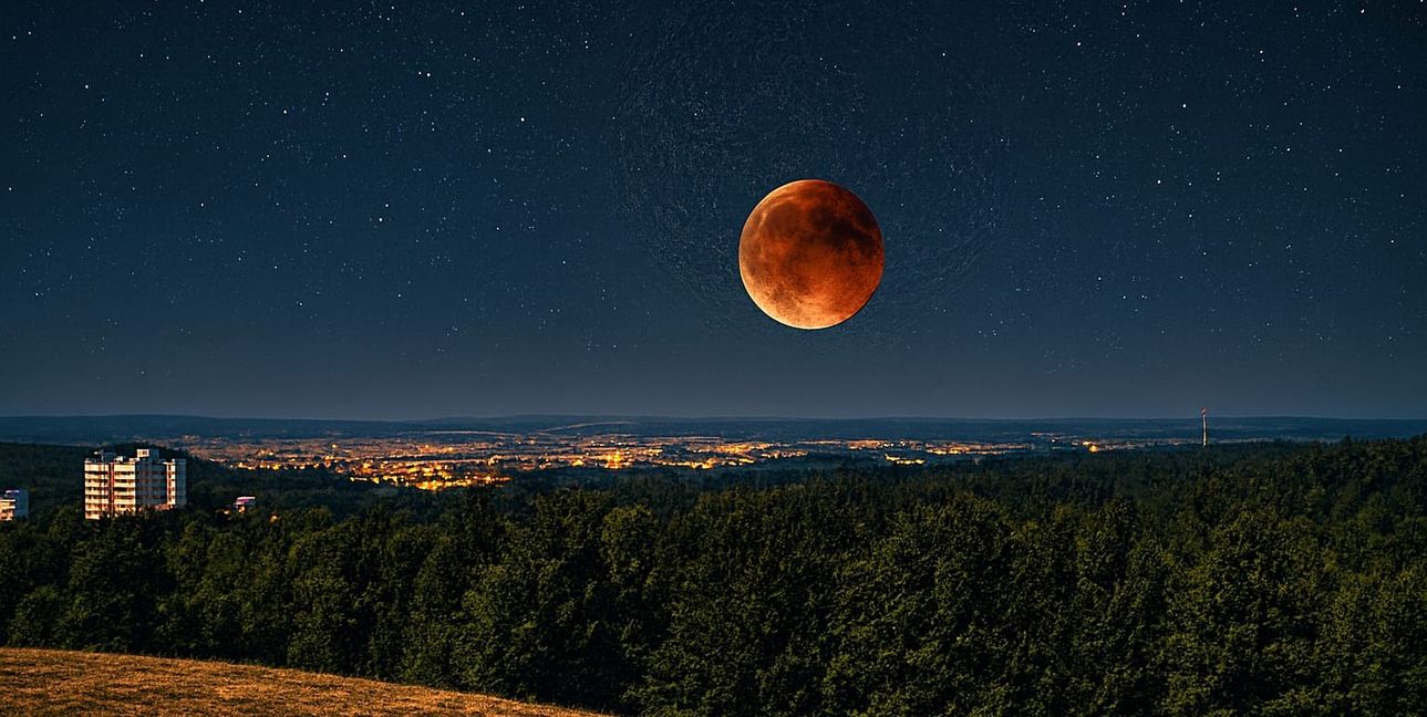So könnte die Mondfinsternis, von der Deponie aus betrachtet, aussehen.