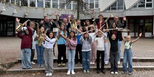 Die erste Bläserklasse des Gymnasiums Unterrieden.