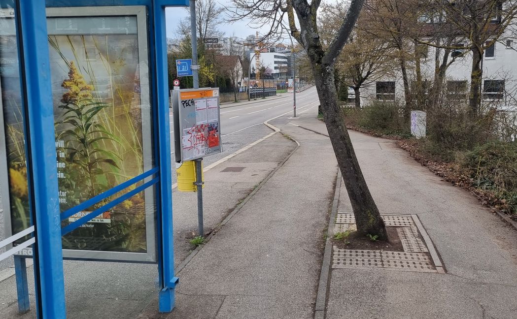 Zu schmal für Gegenverkehr: Der Radweg an der Bushaltestelle auf Höhe Hornbach. Bild: Hamann