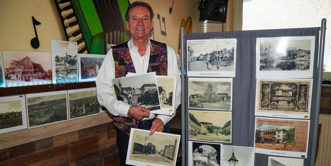 Freddy Nestele inmitten seiner Fotografien. Im Juli stellt er die Aufnahmen im Treff am See aus.