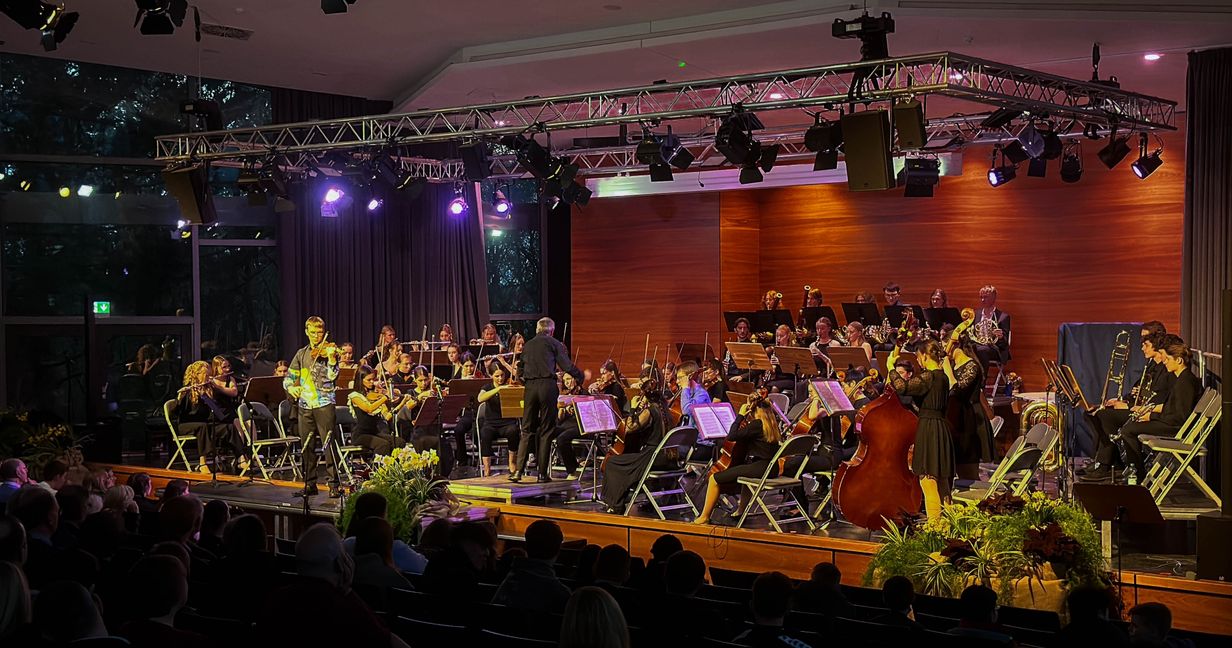 Gemeinsam musizierten Schüler des AEG und der Good Hope School Hongkong.     Bild: Theiss/z