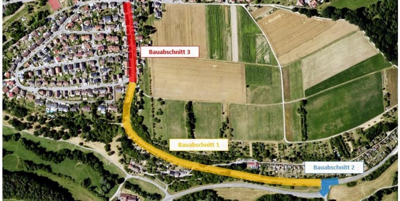 Die Abschnitte von Schönaich (oben) nach Waldenbuch.