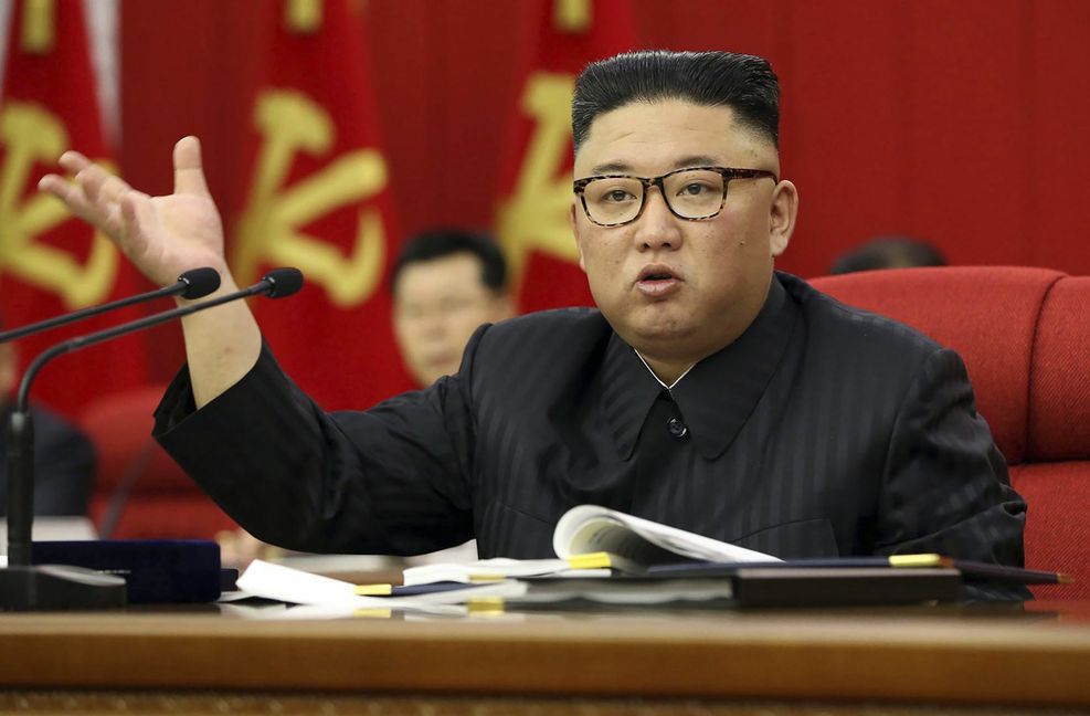 Kim Jong-un bei seiner Redewährend der Versammlung der Arbeiterpartei.
 Foto: dpa