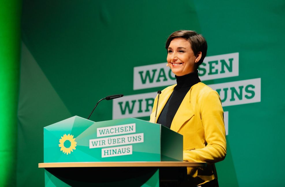Sandra Detzer bei der Vorstellung des Wahlprogramms der Grünen im Dezember. Foto: Grüne/Florian Freundt
