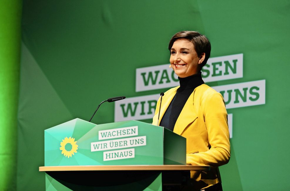 Sandra Detzer bei der Vorstellung des Wahlprogramms der Grünen im Dezember. Foto: Grüne/Florian Freundt