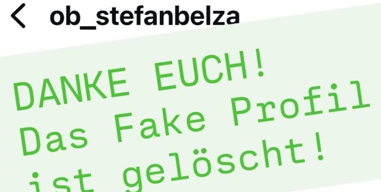 Böblingens Oberbürgermeister Dr. Bernd Vöhringer teilt im Netz, dass das Fake-Profil gelöscht wurde,