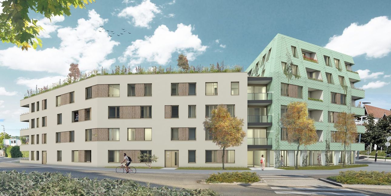 Rechts befindet sich der Kreisverkehr und die Bahnhofstraße, links führt die Böblinger Straße entlang.
