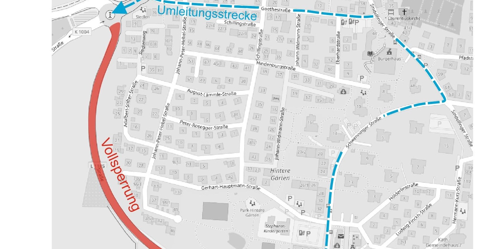 Die Umleitung ist ausgeschildert.