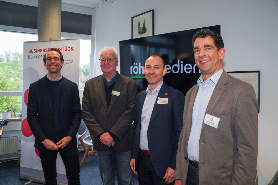 Beim Business-Frühstück (von links): Dr. Christian Röhm, Hans-Jörg Zürn, Dr. Stefan Belz und Julian Spohn.
