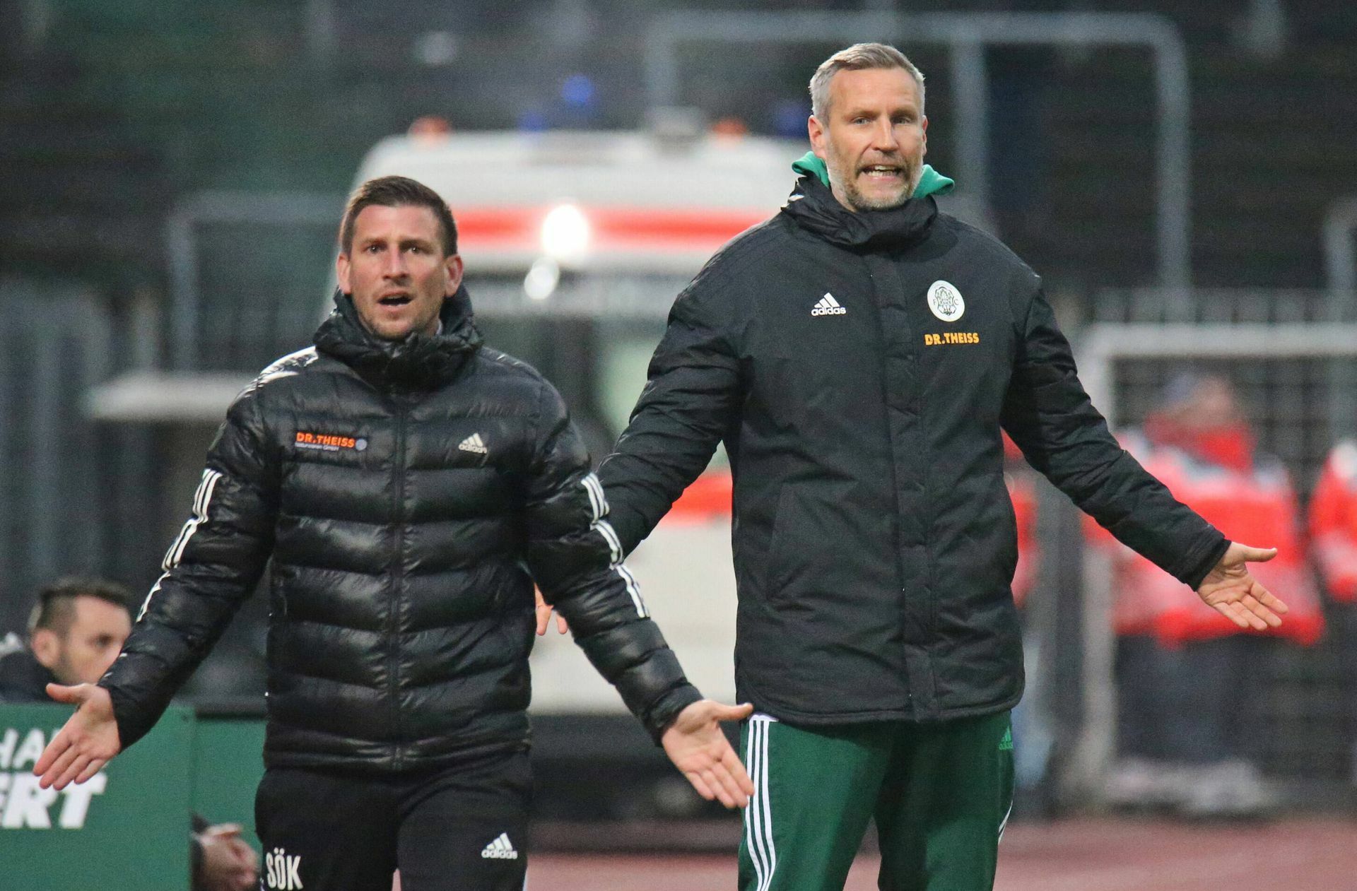 Schwaben-Duo beim FC 08 Homburg: Cheftrainer Timo Wenzel (re.) und sein Assistent  Sven Sökler.