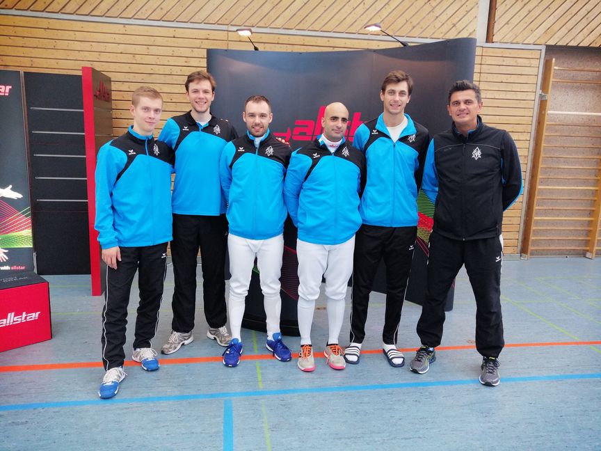 Daniel Karle, Tobias Bahr, Matthias Reinhardt, Roberto Capriuolo, Jens Kientzle und Cheftrainer Gavrila Spridion
