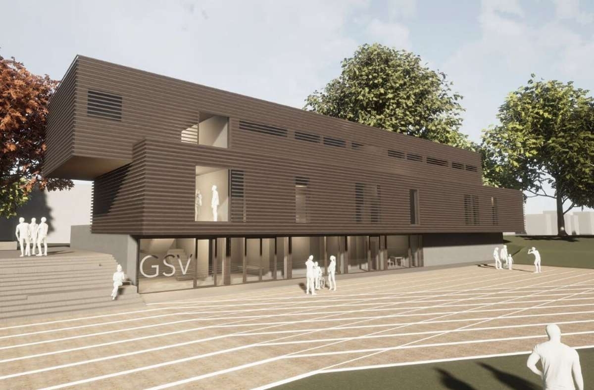 Virtuell steht das neue Funktionsgebäude im Allmendstadion schon.      Bild: Arge Balbach/Schwille Architekten