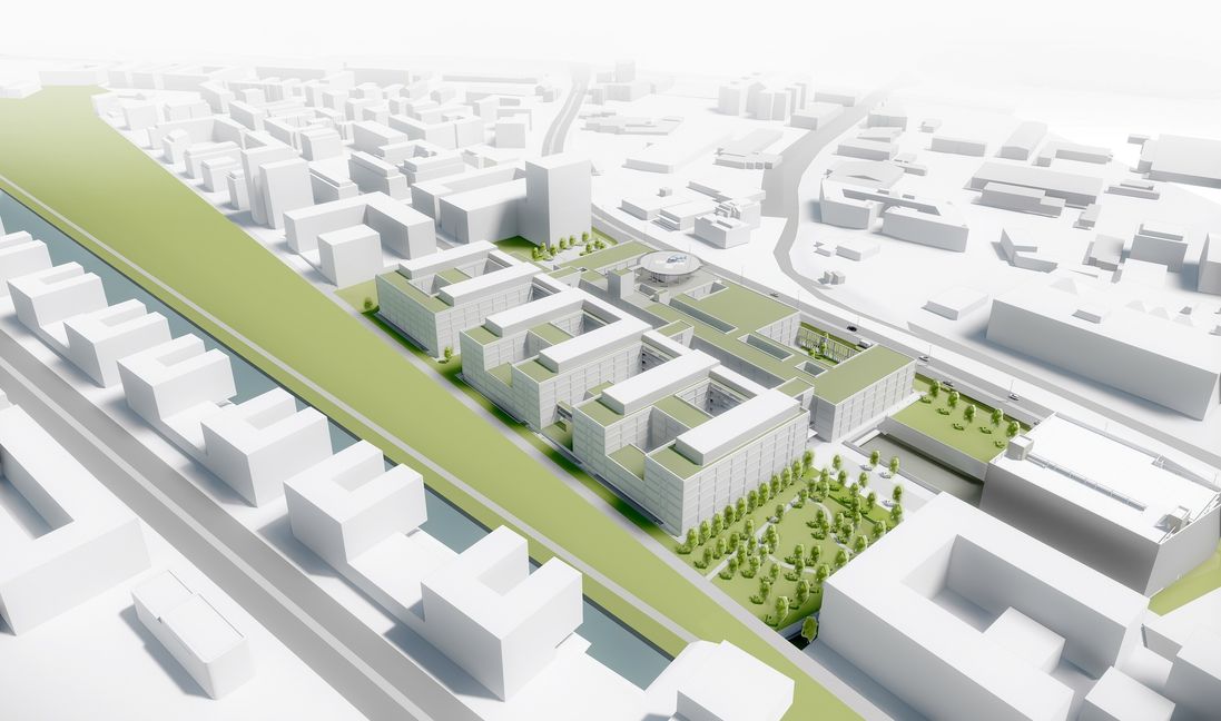Der Baubeginn für die Flugfeld-Klinik rückt näher. Noch in diesem Jahr könnte Spatenstich für das neue Krankenhaus sein. Grafik: Landratsamt
