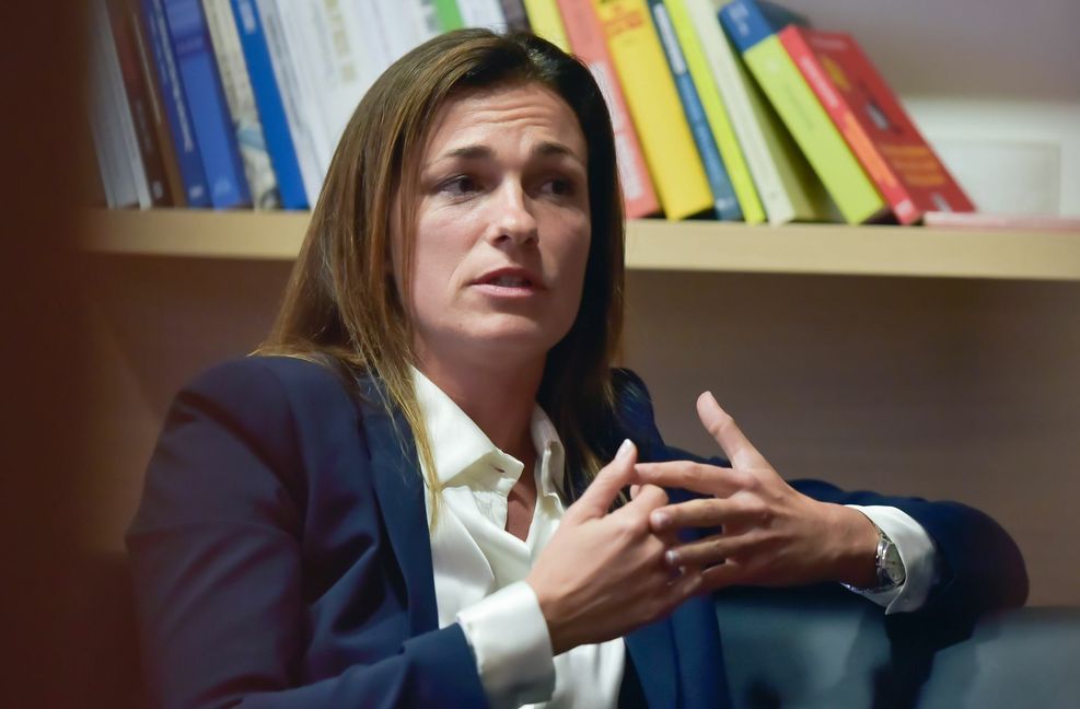 Die Justizministerin aus Budapest, Judit Varga, beim Interview im ungarischen Generalkonsulat in Stuttgart