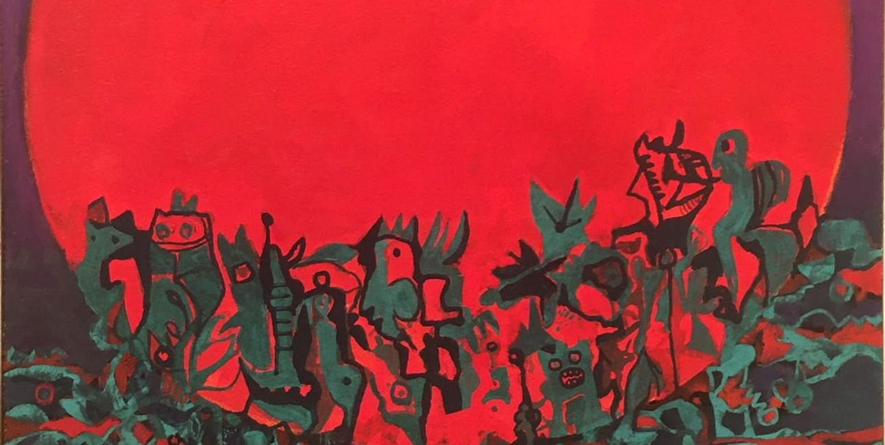 Unter dem Titel „High 5. Best of Schacher“ zeigt die Galerie auf dem Böblinger Marktplatz jeweils fünf Kunstwerke von Jim Avignon, Hans Bäurle, Juliane Hundertmark, Thomas Putze und Josephine Sagna. Rund um die Uhr durchs Schaufenster bis zum 26. Januar. Siehe auch www.galerie-schacher.de Unser Bild zeigt Hans Bäurles „Roter Mond“ von 1968.