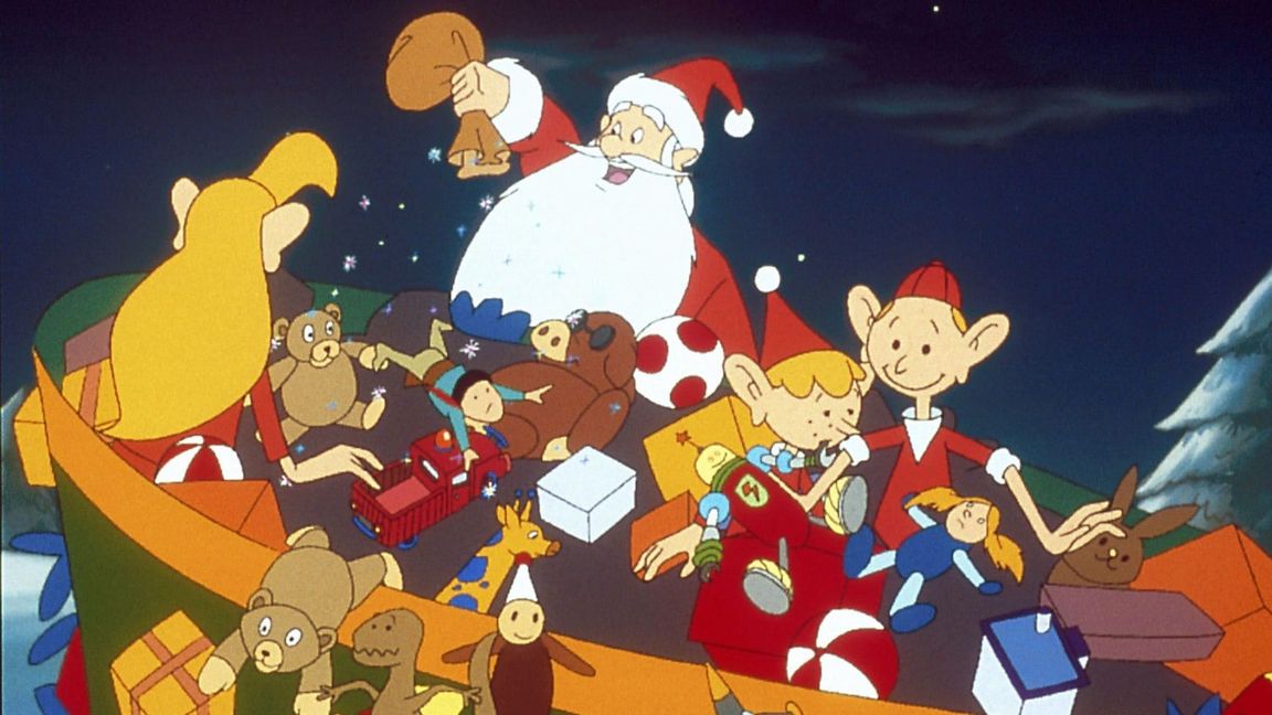 Der Weihnachtsmann und seine drei Helfer, die Elfen Trixi, Gilfi und Jordi verteilen am Heiligen Abend wieder hunderte von Geschenken.