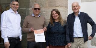 Von links: Pfarrer Manuel Spohn, Uli Groß, Gerlinde Sautter und Werner Salzer.