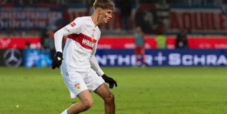 Luca Raimund im November 2023 beim Bundesligaspiel des VfB Stuttgart beim 1. FC Heidenheim auf der Ostalb.