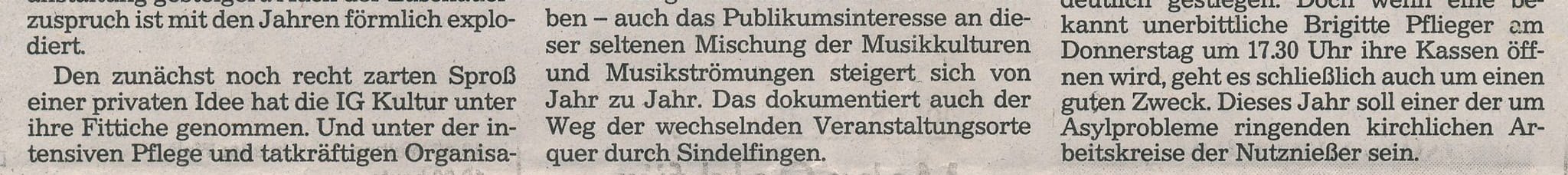1991 erschien dieser Artikel in der SZ/BZ.