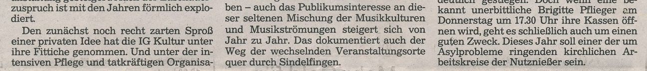 1991 erschien dieser Artikel in der SZ/BZ.