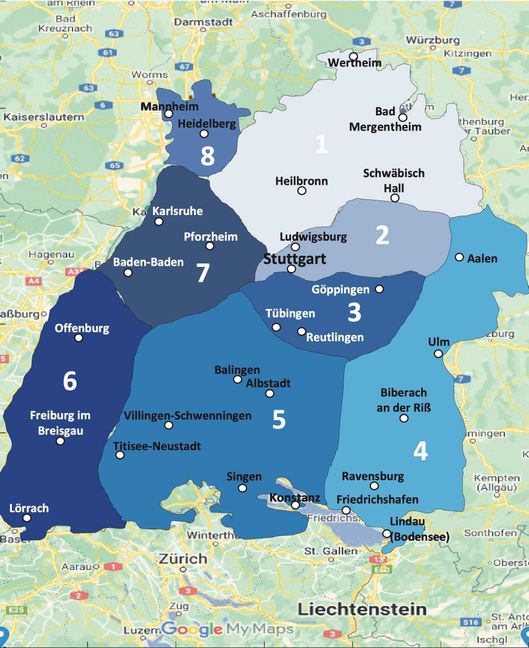 Die Spvgg Renningen und der SV Magstadt wollen in den künftigen Bezirk 3 Göppingen, Reutlingen, Tübingen wecfhseln. Grafik: Gäubote