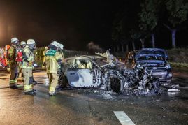 Der Jaguar brannte komplett aus.