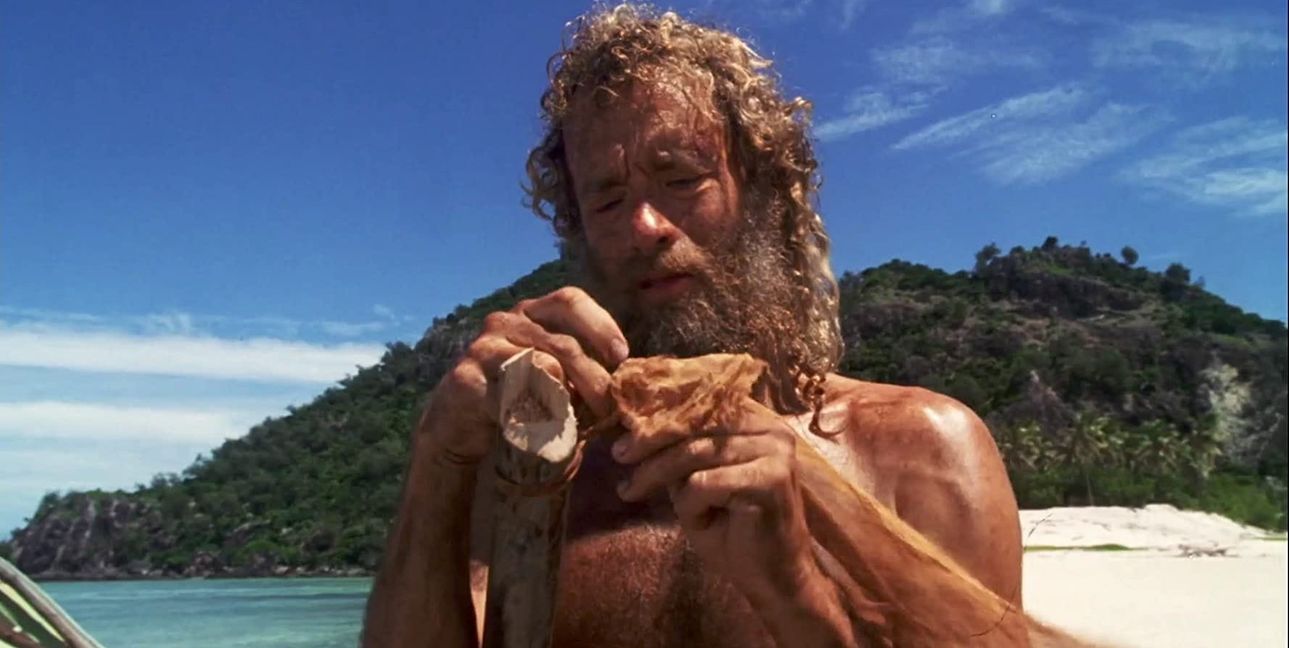 Da knistert nichts: Tom Hanks verlottert in „Cast Away - Verschollen“.