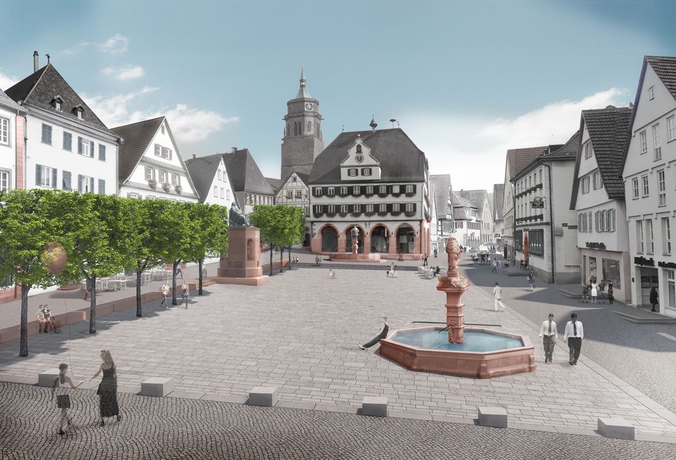 So soll der Marktplatz in Weil der Stadt spätestens ab Ende nächsten Jahres aussehen.              Entwurf: Büro Glück/z