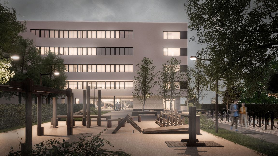 So soll die neue Grundschule auf dem Flugfeld einmal aussehen. Bild: Pflugfelder