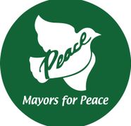 Das internationale Symbol für den Flaggentag „Mayors for Peace“ zeigt eine Friedenstaube.
