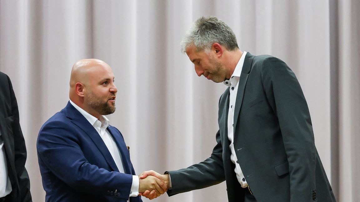 Markus Frohnmaier und Boris Palmer nach der Veranstaltung.